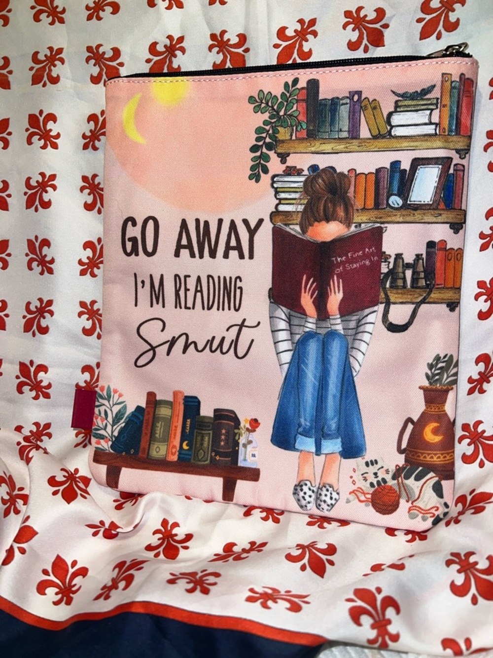 Reading Pouch - Pink "Go Away I'm Reading Smut"